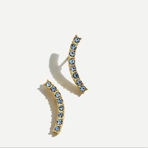 JCrew Crystal Ear Crawler Earrings blue